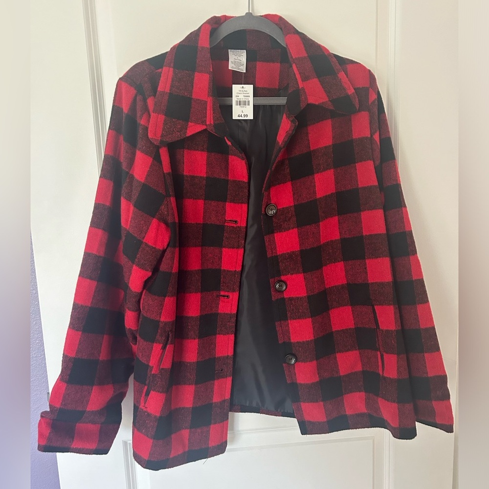 Red and black check buffalo plaid shacket